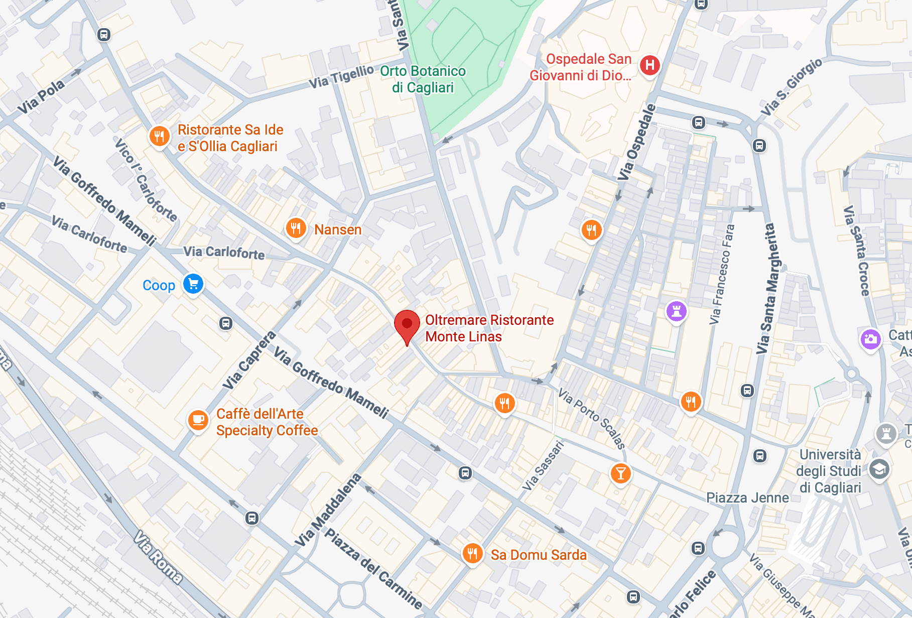 Mappa della zona di Corso Vittorio Emanuele II, Cagliari